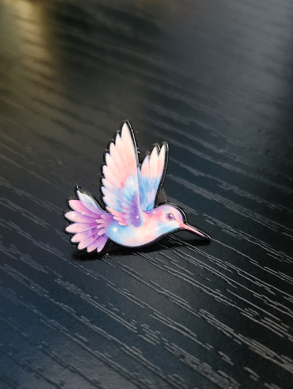 Hummingbird Enamel Pin in Pastel Pink and Purple